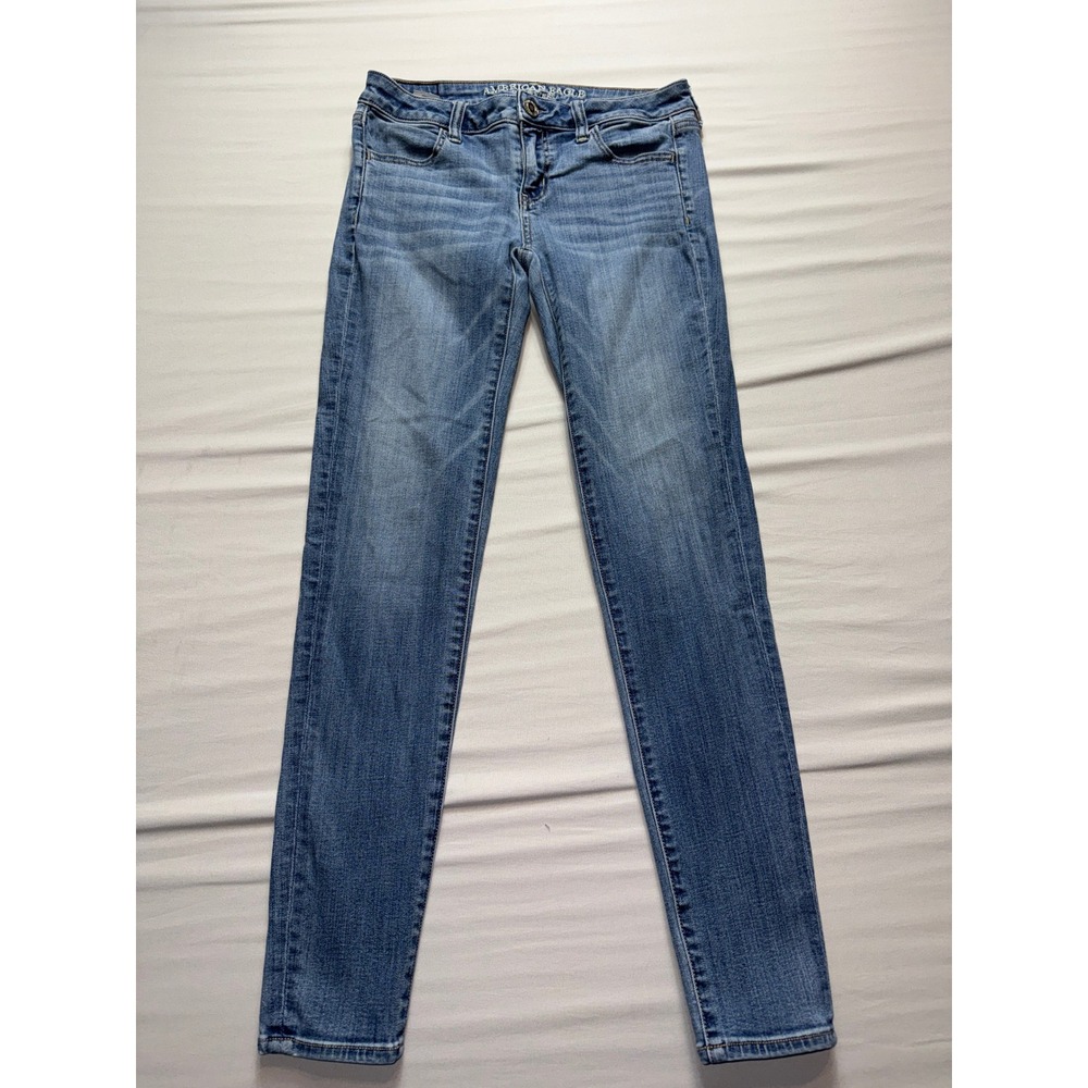 American Eagle Super Stretch Skinny Jean Womens 4 Regular Medium Wash Blue Denim